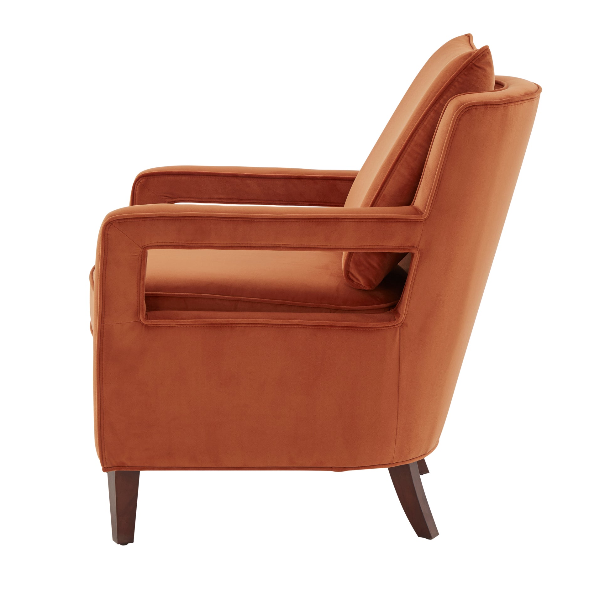Alina Burnt Orange Velvet Accent Arm Chair Orange Foam Velvet