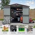 Outdoor Storage Shed 8.2' X 6.2', Metal Steel Utility Tool Shed Storage House With Double Lockable Doors & Air Vents For Backyard Patio Garden Lawn Brown Brown Metal