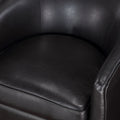 Maisy Brown Faux Leather Wood Base Barrel Swivel Chair Brown Foam Polyester