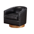 Maisy Brown Faux Leather Wood Base Barrel Swivel Chair Brown Foam Polyester
