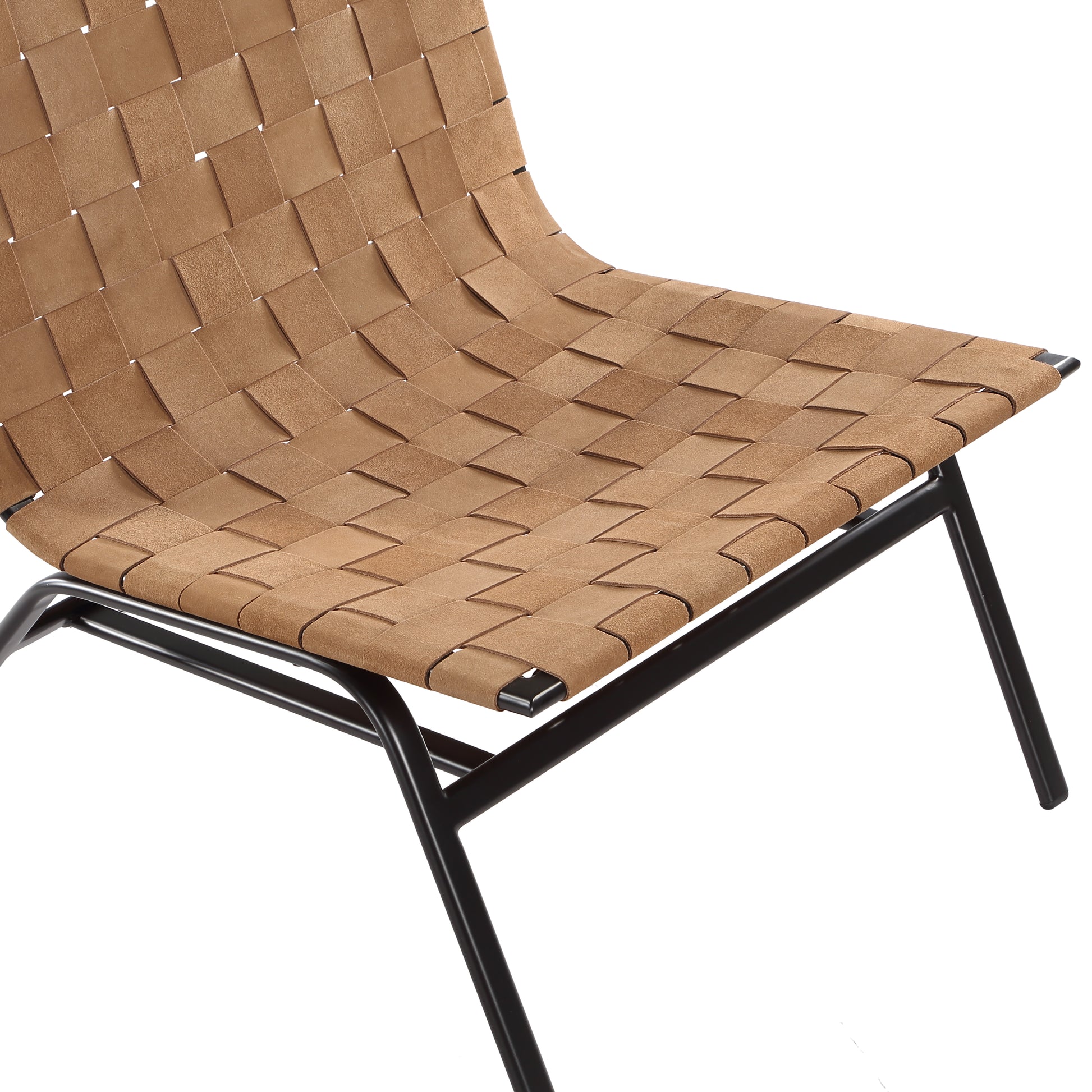 Camden Woven Brown Leather Accent Chair Brown Foam Leather