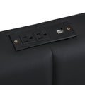 Queen Size Upholstered Bed With Hydraulic Storage System And Led Light, Modern Platform Bed With Sockets And Usb Ports, Black Black Pu Leather