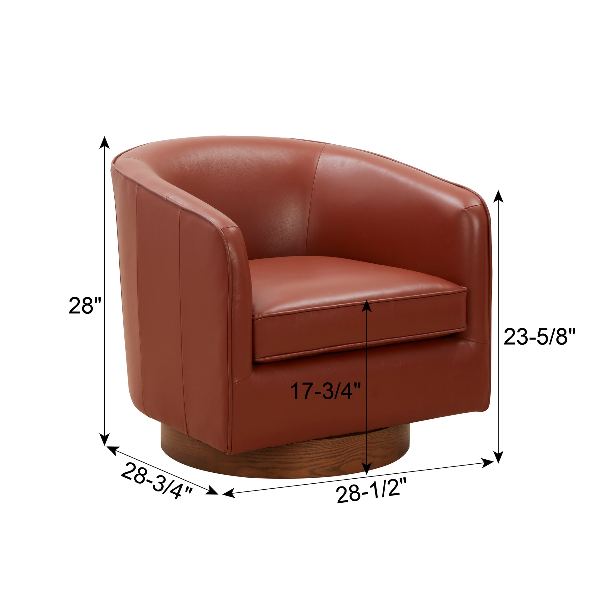 Tessa Caramel Top Grain Leather Wood Base Swivel Chair Caramel Foam Leather