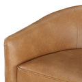 Maisy Saddle Faux Leather Wood Base Barrel Swivel Chair Brown Foam Polyester