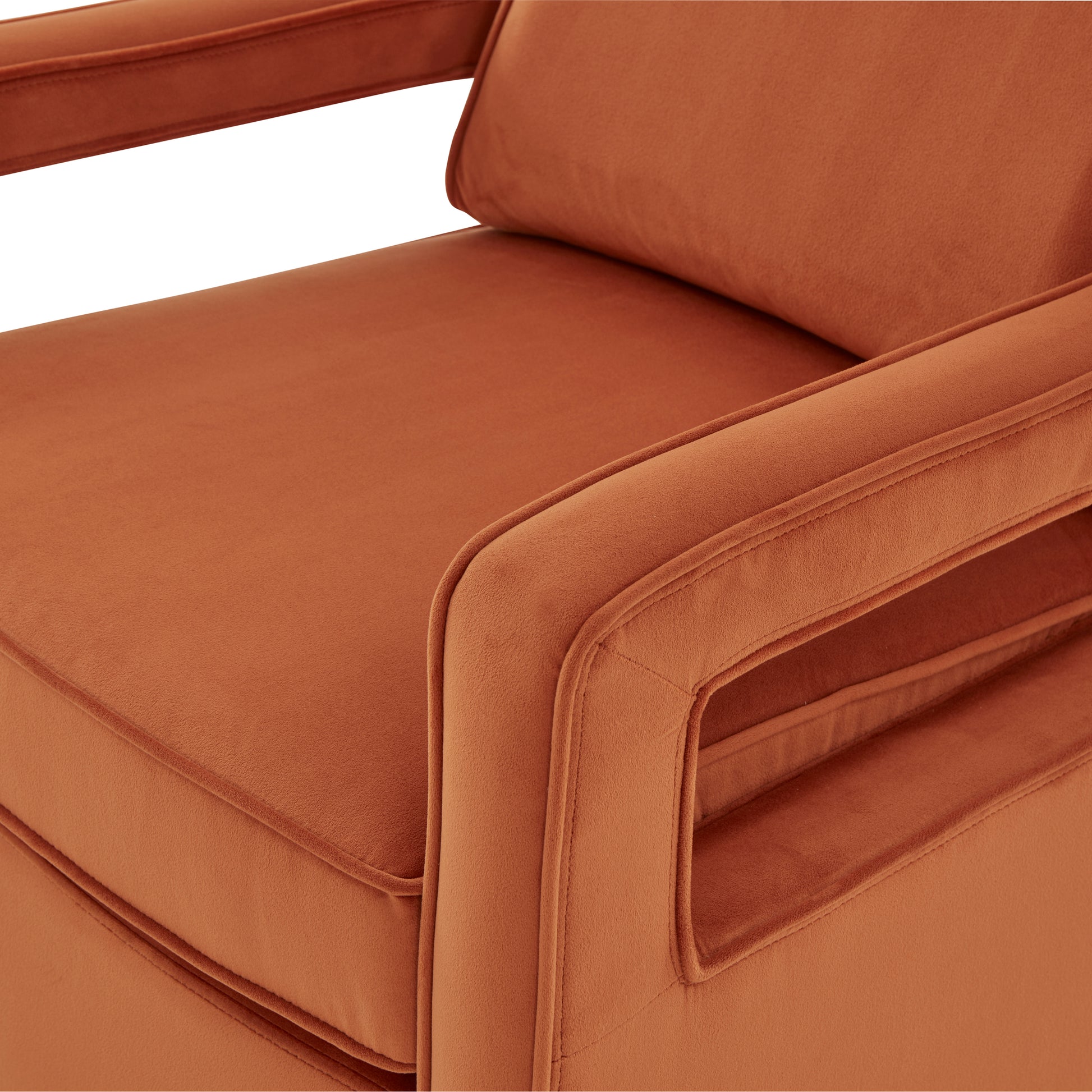 Alina Burnt Orange Velvet Accent Arm Chair Orange Foam Velvet