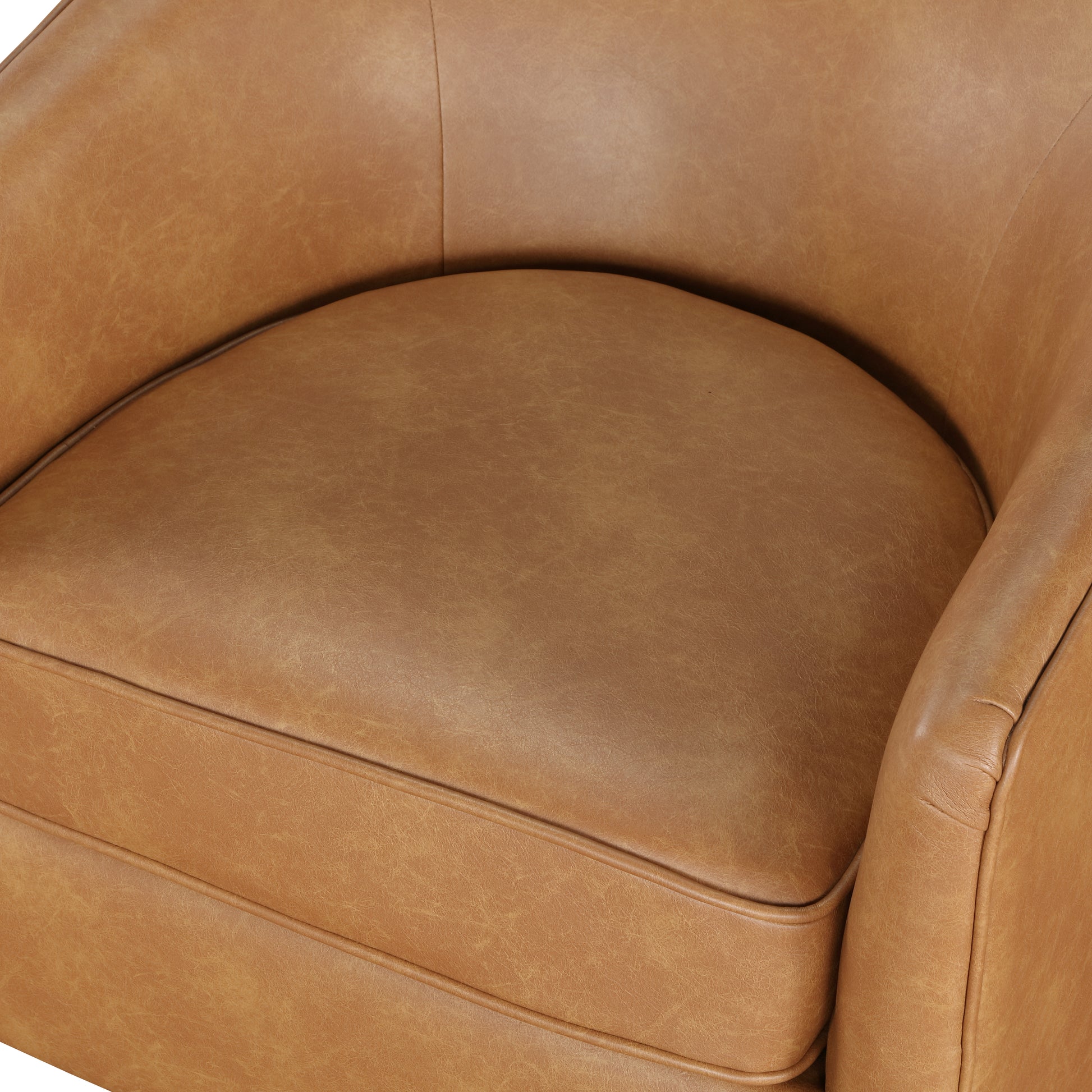 Maisy Saddle Faux Leather Wood Base Barrel Swivel Chair Brown Foam Polyester