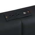 Full Size Upholstered Bed With Hydraulic Storage System And Led Light, Modern Platform Bed With Sockets And Usb Ports, Black Black Pu Leather