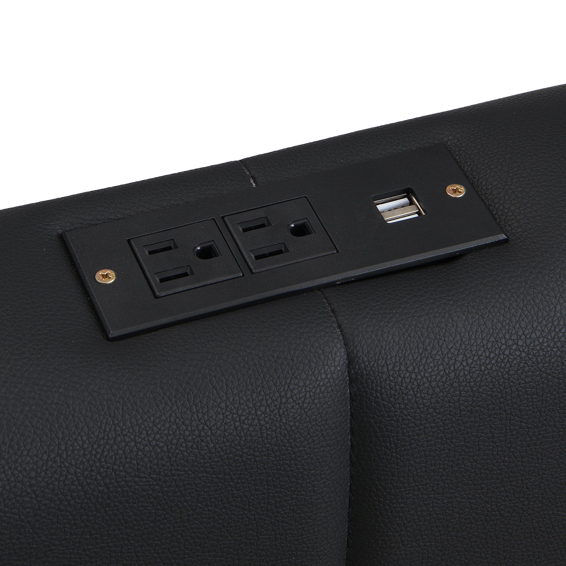 Full Size Upholstered Bed With Hydraulic Storage System And Led Light, Modern Platform Bed With Sockets And Usb Ports, Black Black Pu Leather