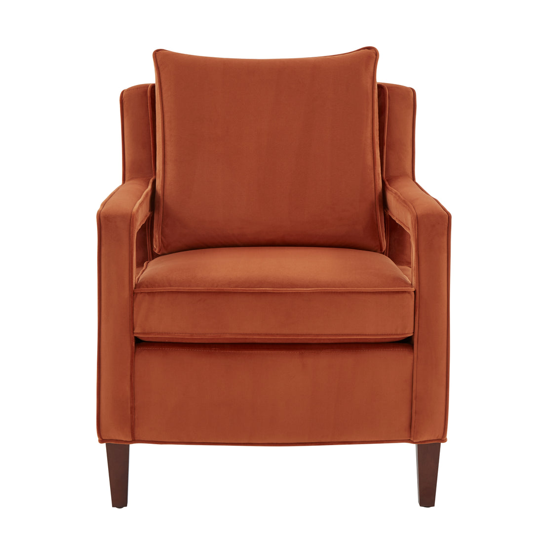 Alina Burnt Orange Velvet Accent Arm Chair Orange Foam Velvet