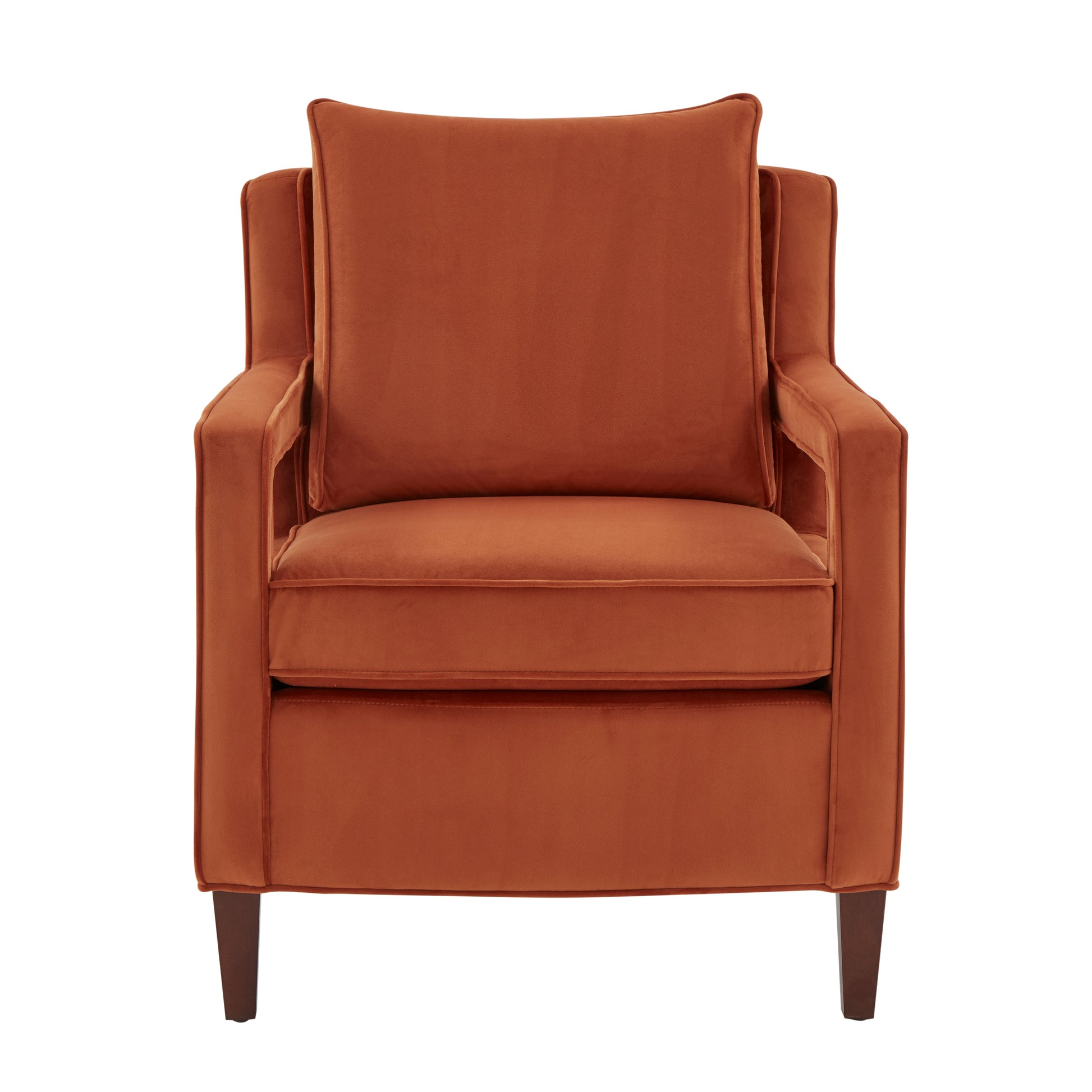 Alina Burnt Orange Velvet Accent Arm Chair Orange Foam Velvet