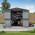 Outdoor Storage Shed 8.2' X 6.2', Metal Steel Utility Tool Shed Storage House With Double Lockable Doors & Air Vents For Backyard Patio Garden Lawn Brown Brown Metal