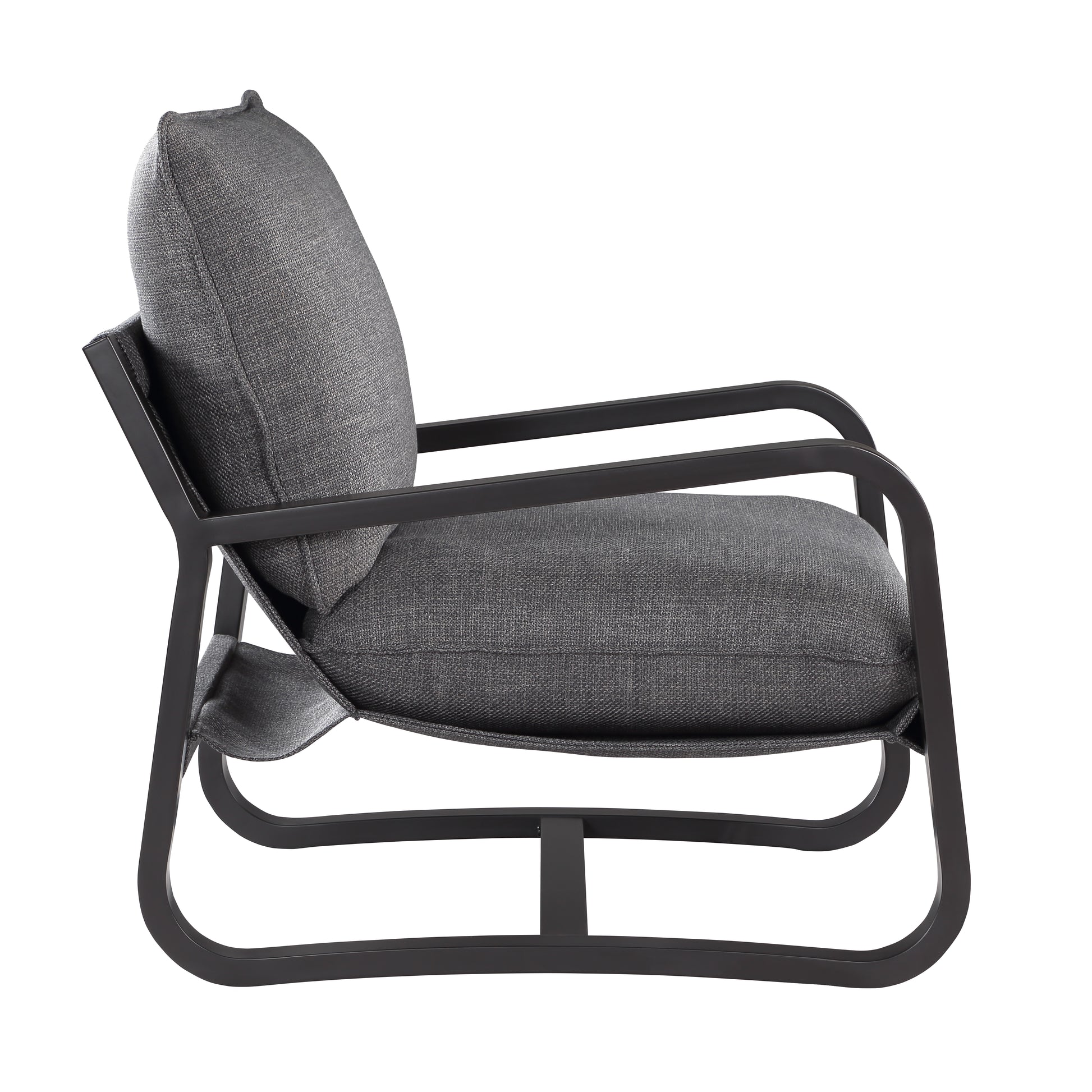 Blaire Sling Chair Upholstered In Charcoal Fabric With Metal Frame Charcoal Foam Polyester