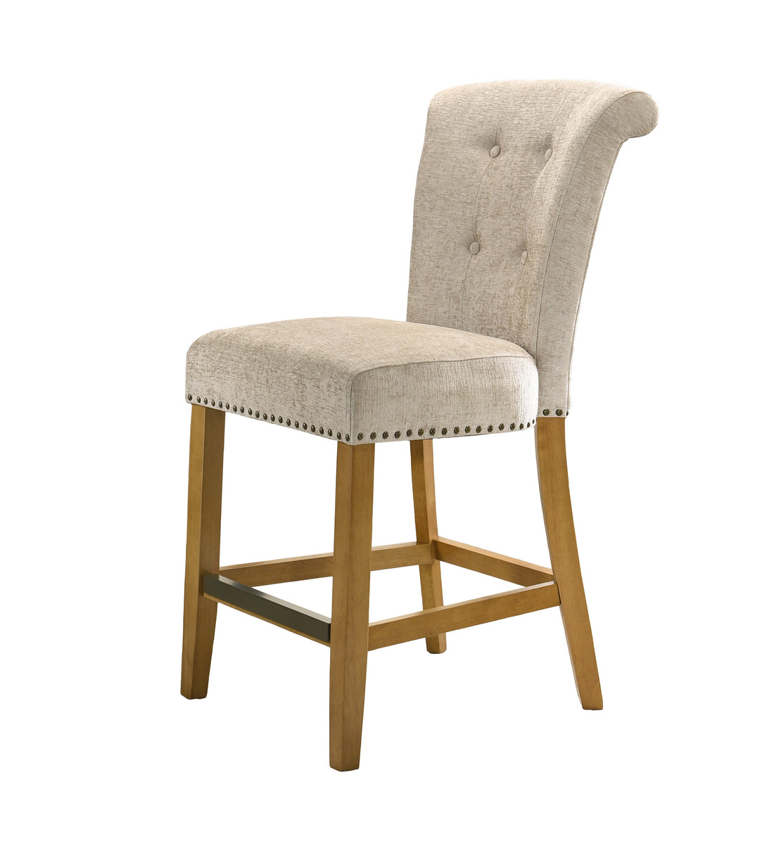 Auggie 20.5" Cream Fabric Counter Height Chair With Trim Cream Fabric