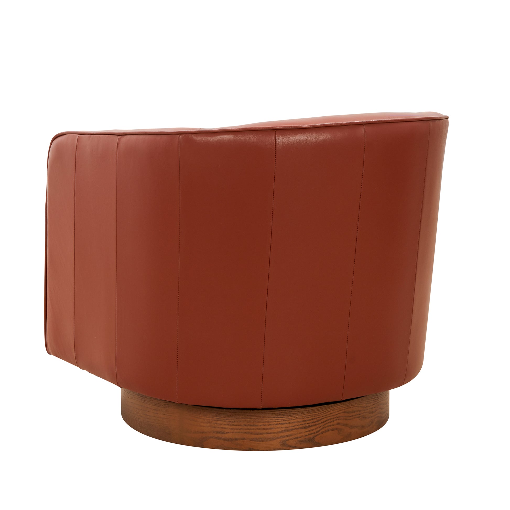 Tessa Caramel Top Grain Leather Wood Base Swivel Chair Caramel Foam Leather