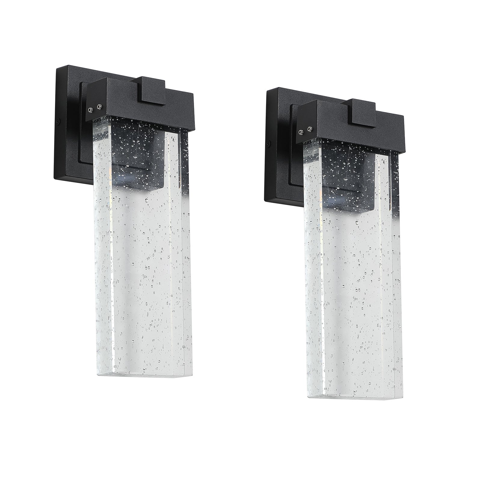 Outdoor Waterproof Transparent Led Crystal Wall Lamp Supports Multiple Types Of Light Bulbs 2 Pack Black Modern Crystal Aluminium