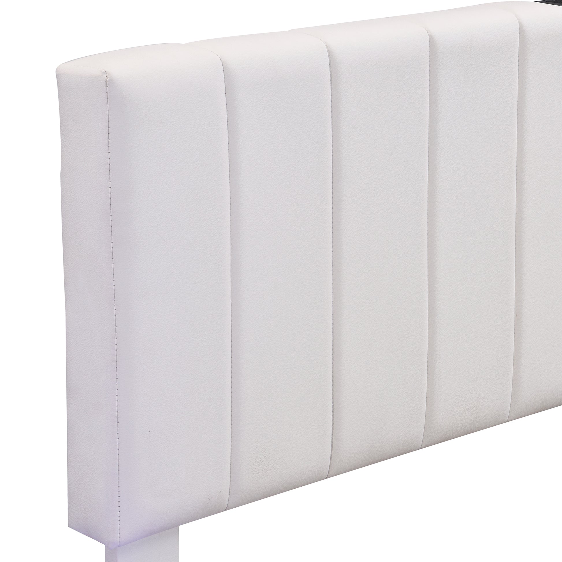 Queen Size Upholstered Bed With Hydraulic Storage System And Led Light, Modern Platform Bed With Sockets And Usb Ports, White White Pu Leather