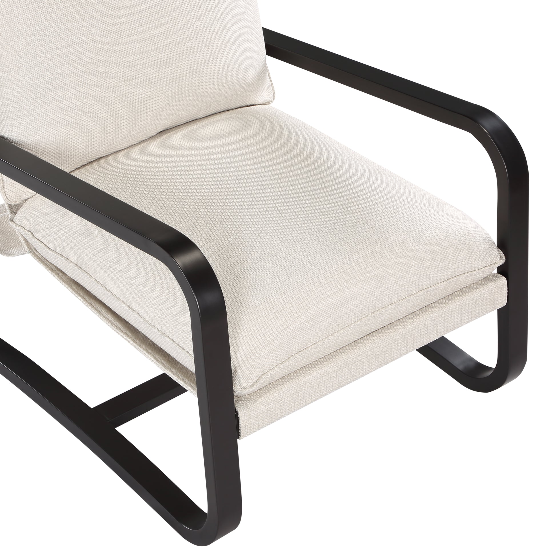 Blaire Sling Chair Upholstered In Oatmeal Fabric With Metal Frame Beige Foam Polyester