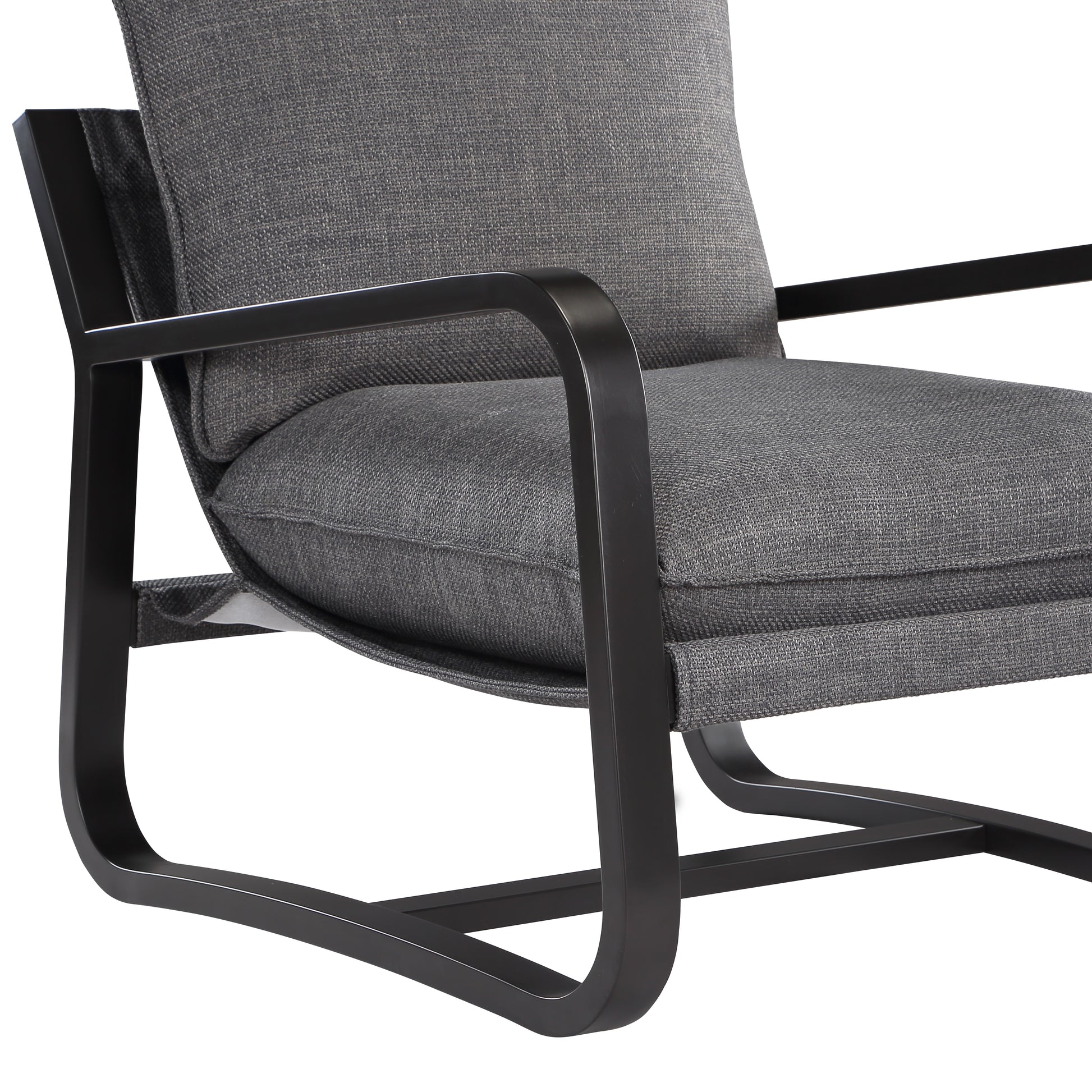 Blaire Sling Chair Upholstered In Charcoal Fabric With Metal Frame Charcoal Foam Polyester