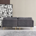 3 Seat Sofa With Gold Metal Legs Soft With Cotton Linen Fabric Dark Grey Dark Grey Polyester Fabric