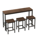 Modern Design Kitchen Dining Table,Pub Table,Long Dining Table Set With 3 Stools,Easy Assembly,Dark Brown Dark Brown Mdf