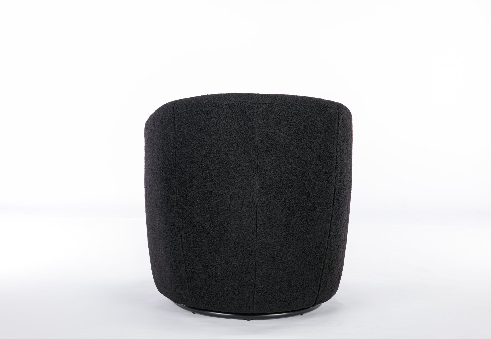 Teddy Fabric Swivel Accent Armchair Barrel Chair With Black Powder Coating Metal Ring,Black Black Foam Wool