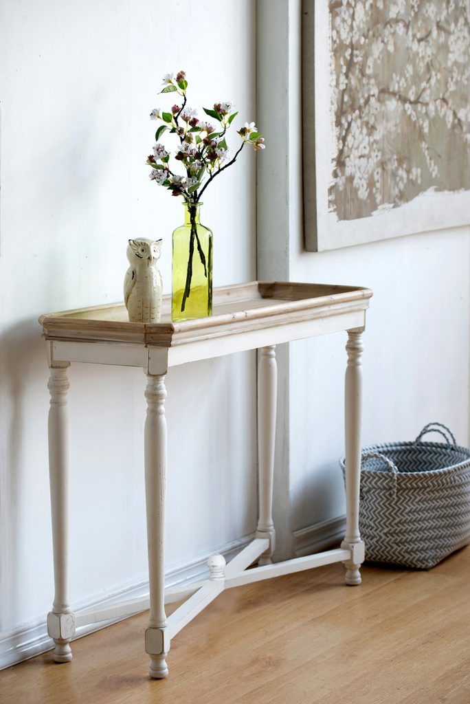 42X14X30" Narrow Alcott Table, Consoles & Buffets Table White Brown Primary Living Space American Traditional,Antique,European,French Country,Rustic Fir Wood