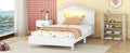 Twin Size Wood Platform Bed With House Shaped Headboard And Motion Activated Night Lights White Pink White Pink Wood