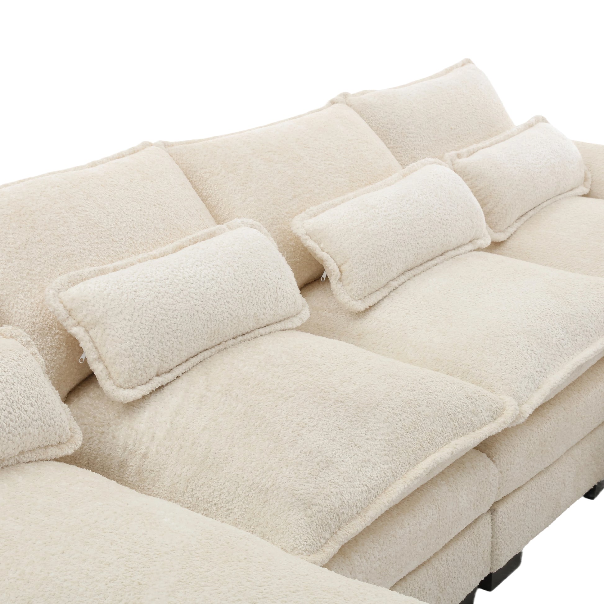 United We Win Modern Large Chenille Fabric U Shape Sectional Sofa Beige Chenille