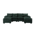 United We Win Modern Large Chenille Fabric U Shape Sectional Sofa Emerald Chenille