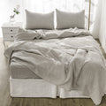 4 Pcs King Bedding Set, Premium Linen Bedding Sheets & Pillowcases, Bed In A Bag King Size Bed Set, Greige Bedding Sheet & Pillowcase Sets Greige Linen Linen