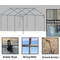 Carport Canopy 10X20 Ft Heavy Duty Boat Car Canopy Garage With Removable Sidewalls And Roll Up Ventilated Windows Grey Metal
