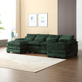 United We Win Modern Large Chenille Fabric U Shape Sectional Sofa Emerald Boucle