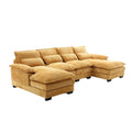 United We Win Modern Large Chenille Fabric U Shape Sectional Sofa Mustard Yellow Boucle