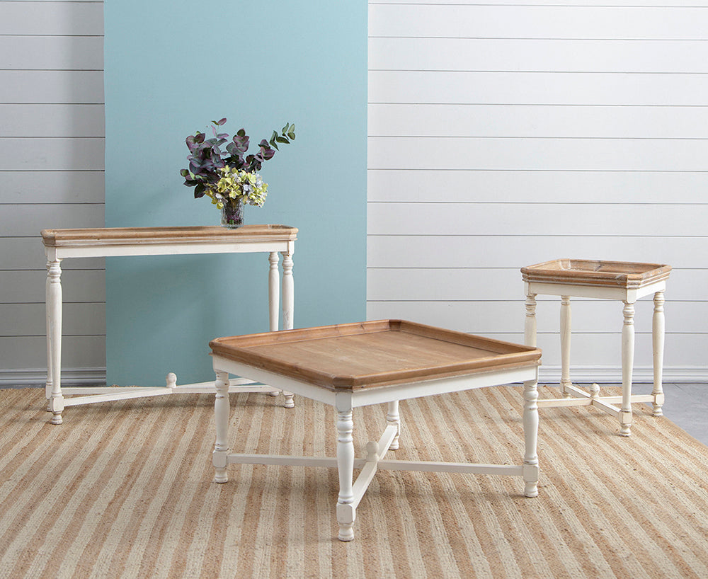 42X14X30" Narrow Alcott Table, Consoles & Buffets Table White Brown Primary Living Space American Traditional,Antique,European,French Country,Rustic Fir Wood