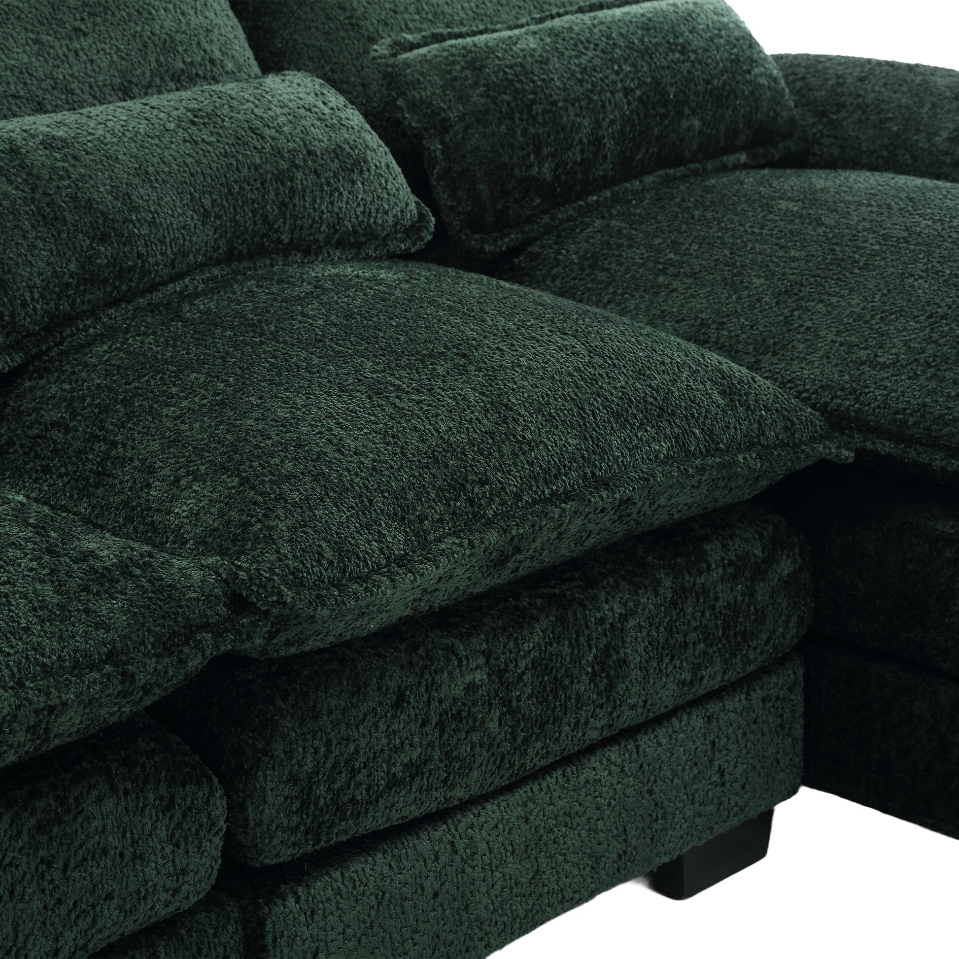 United We Win Modern Large Chenille Fabric U Shape Sectional Sofa Emerald Boucle