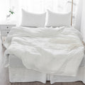 4 Pcs Bedding Sets Queen, Premium Linen Bedding Sheets & Pillowcases, Queen Bedding Sets, Soft White Bedding Sheet & Pillowcase Sets White Linen Linen