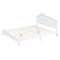 Full Size Wood Platform Bed With House Shaped Headboard And Motion Activated Night Lights White Pink White Pink Wood