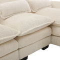 United We Win Modern Large Chenille Fabric U Shape Sectional Sofa Beige Chenille