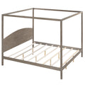 King Size Canopy Platform Bed With Headboard And Support Legs, Brown Wash Box Spring Not Required Brown Wood Pine