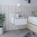 Floating Nightstand Flopini, One Drawer, White Finish White Particle Board