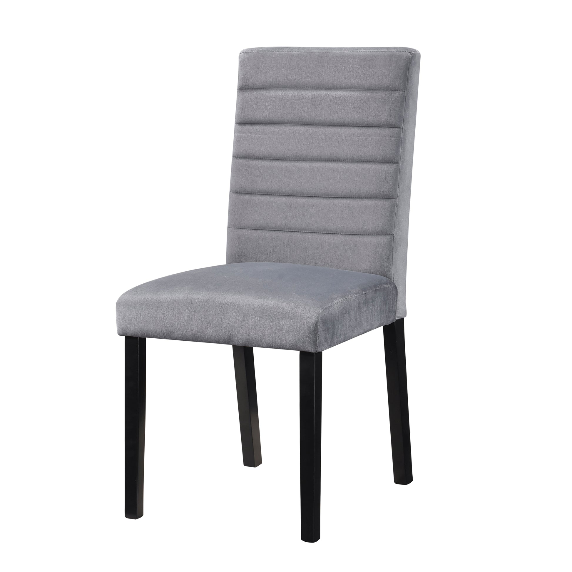 Gray Velvet Upholstered Side Chairs Set Of 2Pc Black Finish Wood Frame Casual Dining Room Furniture Black Dining Room Casual Side Chair Wood