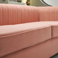 Contemporary Velvet Sofa Couch 84.25''W For Living Room, Pink Pink Velvet Wood Primary Living Space Tufted Back Modern Rolled Arms Foam Velvet 2 Seat