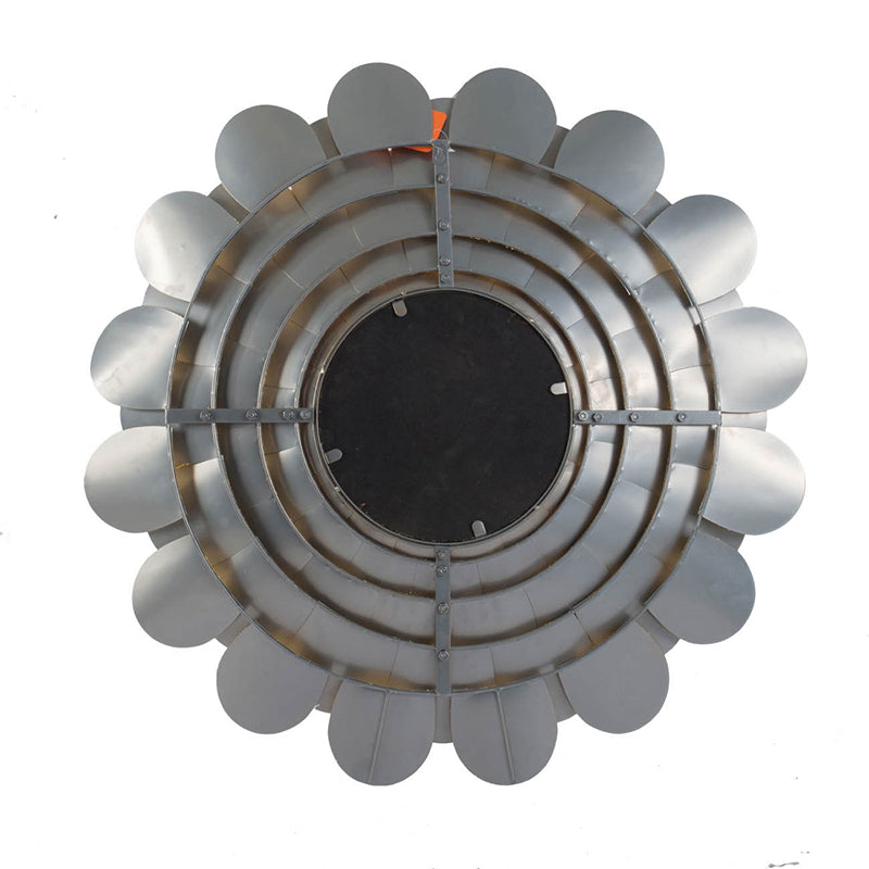 D31.5X3" Gold Mirrored Floral Wall Decor, Wall Mirror For Living Room Entryway Gold Iron