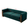 Contemporary Velvet Sofa Couch 84.25''W For Living Room, Green Green Velvet Wood Primary Living Space Tufted Back Modern Rolled Arms Foam Velvet 2 Seat