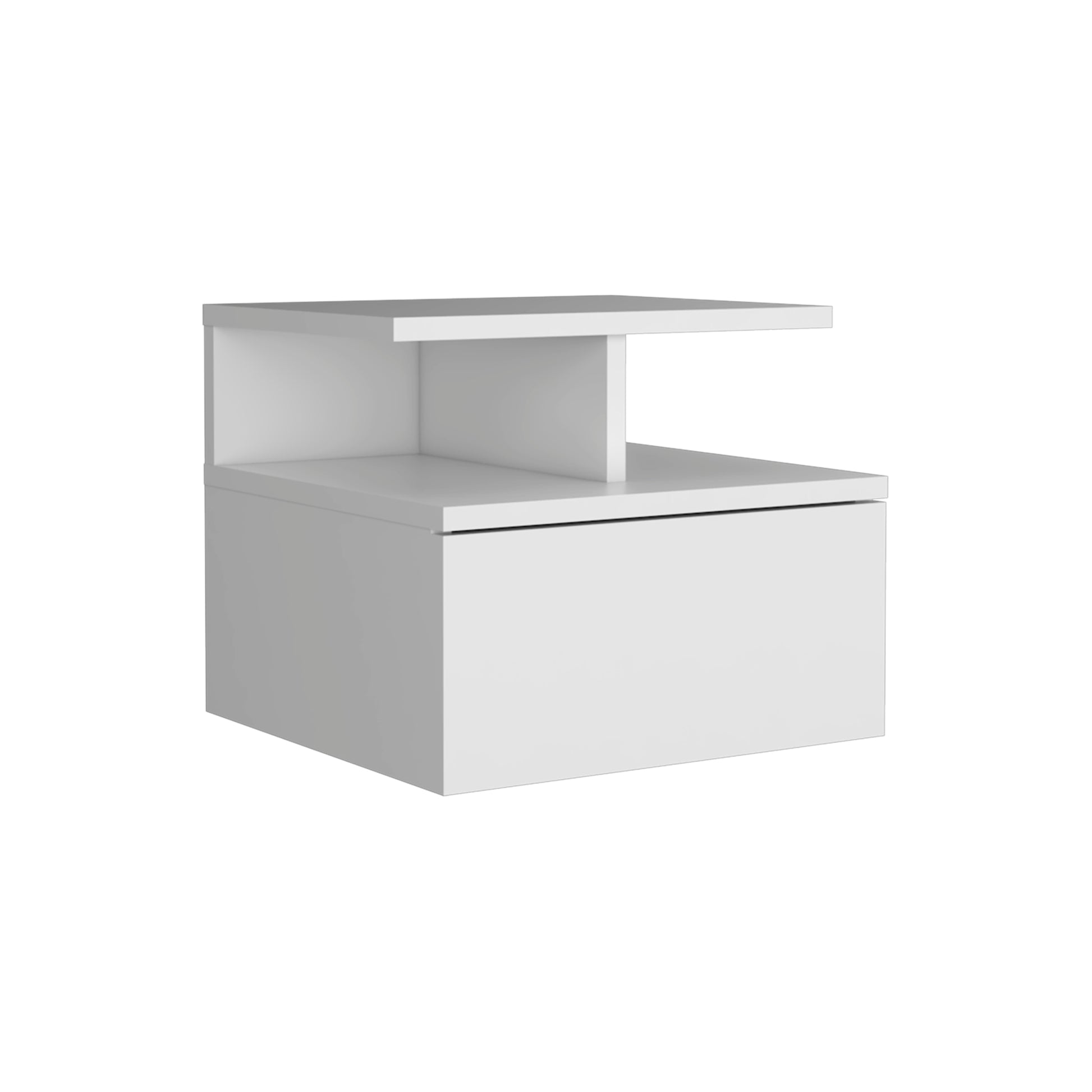 Floating Nightstand Flopini, One Drawer, White Finish White Particle Board