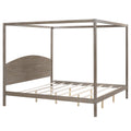 King Size Canopy Platform Bed With Headboard And Support Legs, Brown Wash Box Spring Not Required Brown Wood Pine