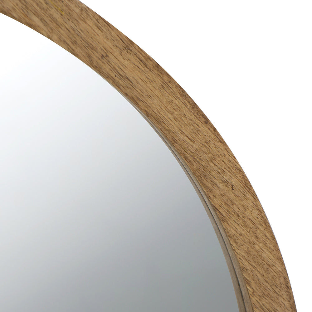 20" X 20" Circle Wall Mirror With Wooden Frame, Wall Mirror For Living Room, Dining Room, Foyer, Bathroom, Office Brown Wood Glass