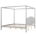 King Size Canopy Platform Bed With Headboard And Support Legs, Grey Wash Box Spring Not Required Grey Wood Pine