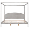 King Size Canopy Platform Bed With Headboard And Support Legs, Grey Wash Box Spring Not Required Grey Wood Pine