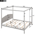King Size Canopy Platform Bed With Headboard And Support Legs, Grey Wash Box Spring Not Required Grey Wood Pine